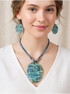 Fashion Letters Print Nacklace and Earrings Set